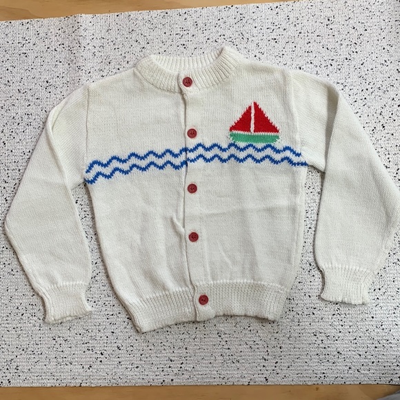 Cradlecraft Other - Vintage Cradlecraft Children’s Cardigan with Sailboat on Water Design